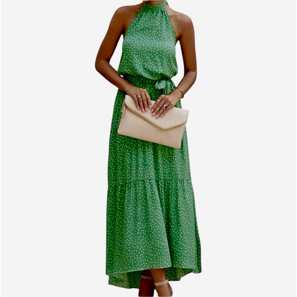 Green Polka Dot Maxi Dress